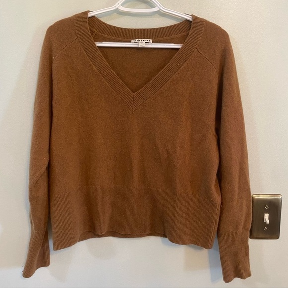Whistles brown boxy oversize v-neck cashmere sweater extra small - Picture 1 of 9